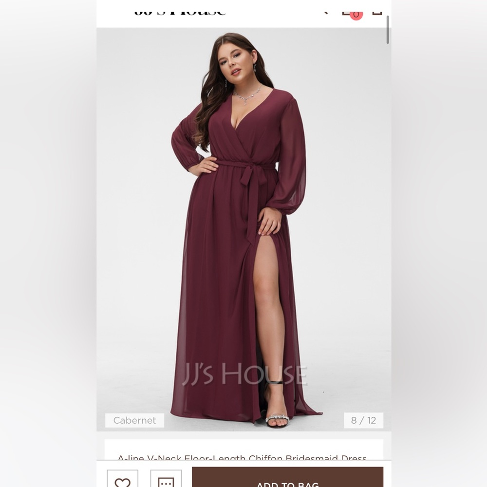 JJ’s House Bridesmaid Dress in color Cabernet, worn once
